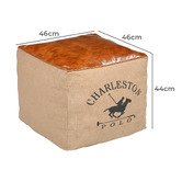 The Decor Store Polo Canvas &amp; Leather Ottoman