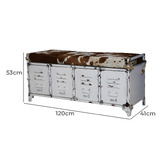 The Decor Store Chiko Metal &amp; Cow hide Bench