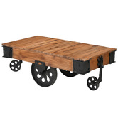 The Decor Store Railway Sleeper Industrial Cart Coffee Table