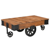 The Decor Store Railway Sleeper Industrial Cart Coffee Table