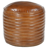 The Decor Store Blade Grooved Leather Ottoman