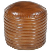 The Decor Store Blade Grooved Leather Ottoman