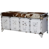 The Decor Store Chiko Metal &amp; Cow hide Bench