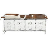 The Decor Store Chiko Metal &amp; Cow hide Bench