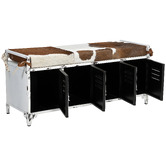 The Decor Store Chiko Metal &amp; Cow hide Bench
