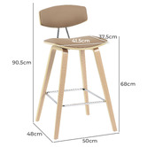 The Decor Store 68cm Leigh Oak Wood Bar Stool