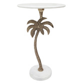 The Decor Store Linnea Palm Tree Marble Side Table
