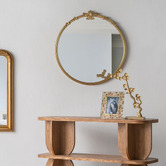 The Decor Store Athena Round Iron Framed Wall Mirror