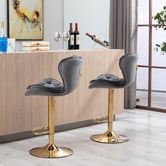 The Decor Store Dianne Velvet Adjustable Bar Stool