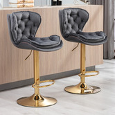 The Decor Store Dianne Velvet Adjustable Bar Stool
