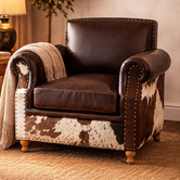 The Decor Store Zekria Buffalo Leather &amp; Cowhide Armchair