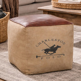 The Decor Store Polo Canvas &amp; Leather Ottoman