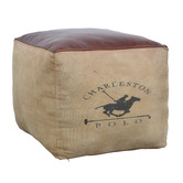 The Decor Store Polo Canvas &amp; Leather Ottoman