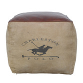 The Decor Store Polo Canvas &amp; Leather Ottoman