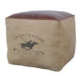 The Decor Store Polo Canvas &amp; Leather Ottoman