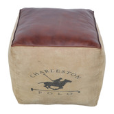 The Decor Store Polo Canvas &amp; Leather Ottoman