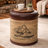 The Decor Store Calluna Canvas &amp; Goat Leather Ottoman