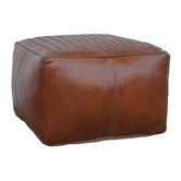 The Decor Store Baylor Goat Leather Ottoman