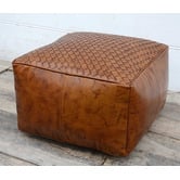 The Decor Store Baylor Goat Leather Ottoman
