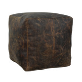 The Decor Store Brown Vintage-Style Austin Leather Ottoman