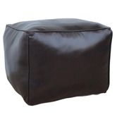 The Decor Store Brown Panel Goat Leather Ottoman