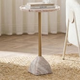 The Decor Store Thayer Indian Marble &amp; Iron Side Table