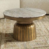 The Decor Store Joron Round Iron &amp; Marble Coffee Table