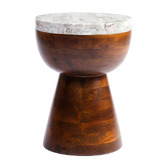 The Decor Store Alder Mango Wood &amp; Indian Marble Side Table