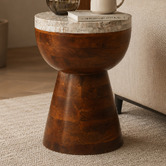 The Decor Store Alder Mango Wood &amp; Indian Marble Side Table