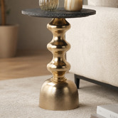 The Decor Store Tobias Iron &amp; Indian Marble Side Table
