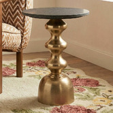 The Decor Store Tobias Iron &amp; Indian Marble Side Table