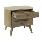Rita Home Monah 3 Drawer Acacia Wood Bedside Table