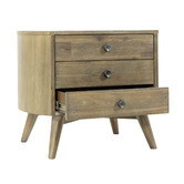 Rita Home Monah 3 Drawer Acacia Wood Bedside Table