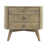 Rita Home Monah 3 Drawer Acacia Wood Bedside Table