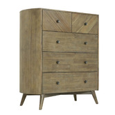 Rita Home Monah 5 Drawer Acacia Wood Tallboy