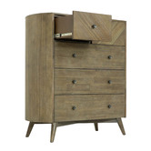 Rita Home Monah 5 Drawer Acacia Wood Tallboy