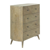 Rita Home Monah 5 Drawer Acacia Wood Tallboy