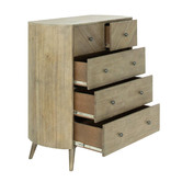 Rita Home Monah 5 Drawer Acacia Wood Tallboy