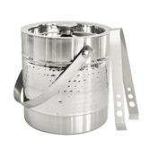 Campana Collective 2 Piece Hammered Chrome Alfie Ice Bucket &amp; Tongs Set
