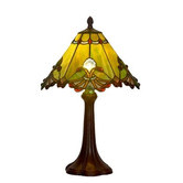 Tiffany Pieces Garden Iron &amp; Tiffany Glass Table Lamp