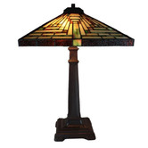 Tiffany Pieces Deco Pyramid Geometric Table Lamp
