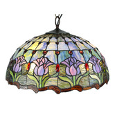 Tiffany Pieces Dutch Iris Lilac Leadlight 3 Light Pendant