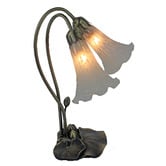 Tiffany Pieces Lily Frosted Glass Gooseneck 2 Light Table Lamp