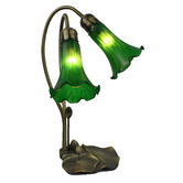 Tiffany Pieces Lily Frosted Glass Gooseneck 2 Light Table Lamp