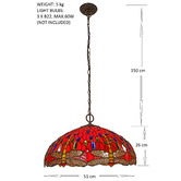 Tiffany Pieces Red Zinc alloy Dragonfly Tiffany-Style Pendant Light
