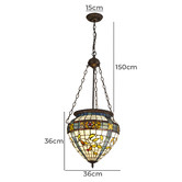Tiffany Pieces Blue Ribbon Leadlight Adjustable Pendant Light