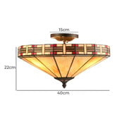 Tiffany Pieces Tiffany Leadlight Cone Semi Flush Ceiling Light