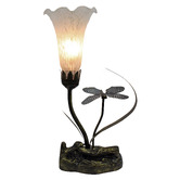 Tiffany Pieces Keziah White &amp; Bronze Resin Tiffany Table Lamp