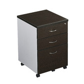Cooper Furniture 2 Drawer / 1 File Mobile Pedestal Filling Cabinet in Wenge / Silver