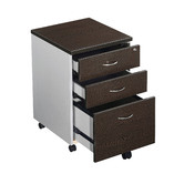 Cooper Furniture 2 Drawer / 1 File Mobile Pedestal Filling Cabinet in Wenge / Silver